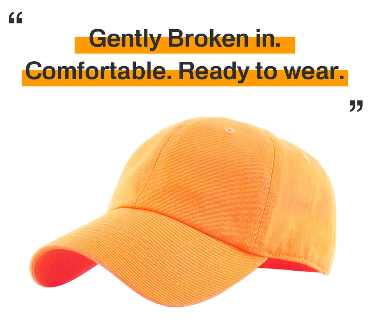 Pastel Orange Low Profile Baseball Caps Front Side View
